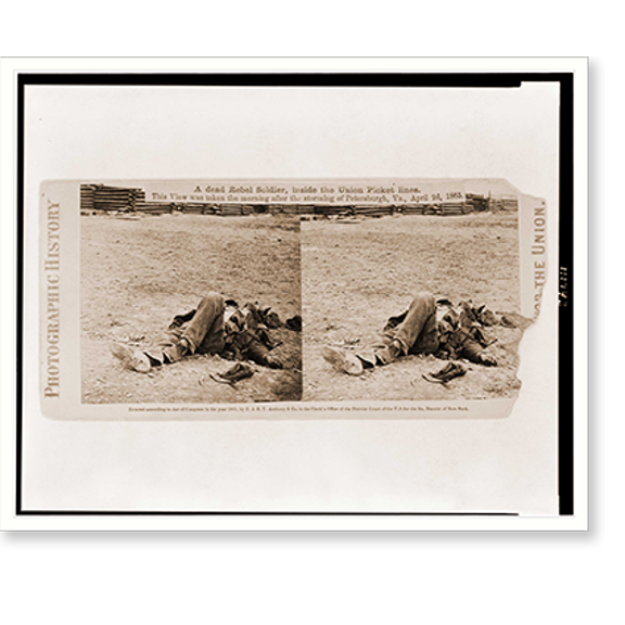 Historic Print, A dead Rebel soldier inside the Union picket lines. This view was taken the morning, 18" x 24"