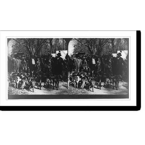 Historic Print, A pack of fox hounds and their victims - two prairie wolves and a gray fox - a hunting camp, Kansas, 18" x 24"