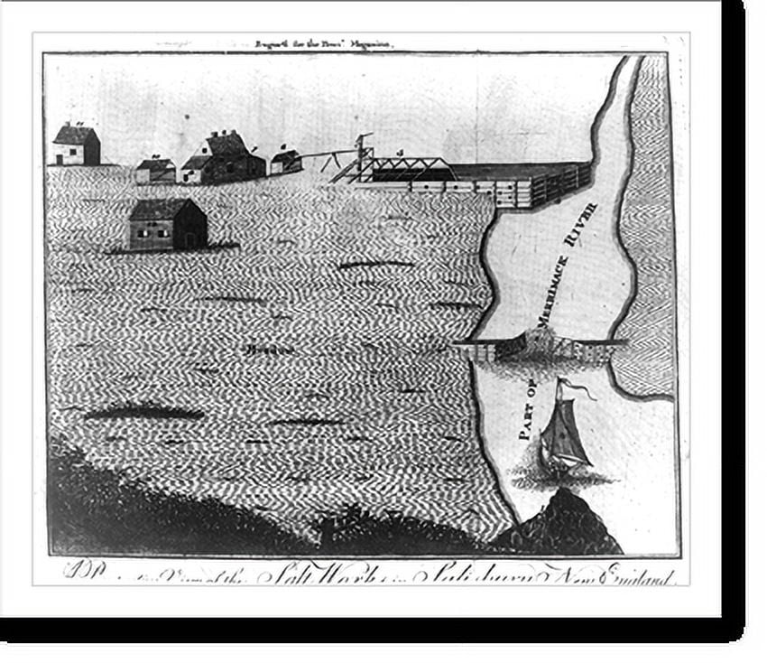 Historic Print, A perspective view of the salt works in Salisbury, New