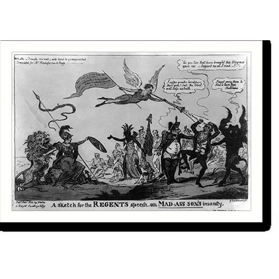 Historic Print, A sketch for the regents speech on Mad-ass-son's insanity.G. Cruikshank fet., 18" x 24"