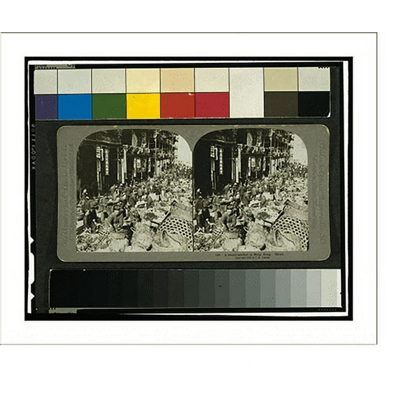 Historic Print, A street market in Hong Kong, China - 2, 18" x 24"