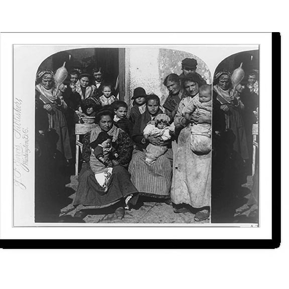 Historic Print, A typical group in Naples, Italy, 16" x 20"