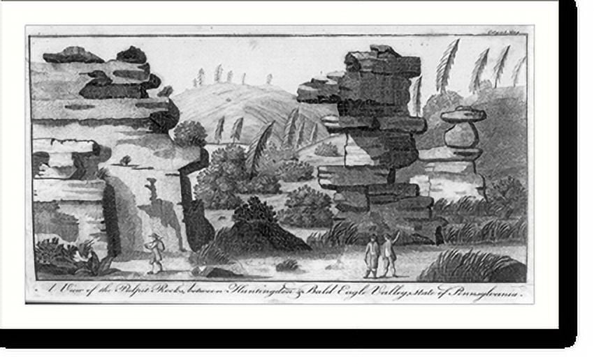 Historic Print, A view of the Pulpit Rocks, between Huntingdon & Bald