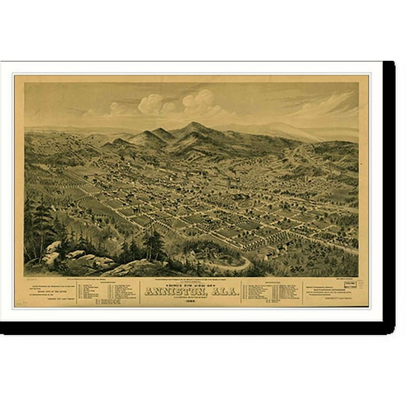 Historic Print, AL Anniston 1888 MAP, 16" x 20"