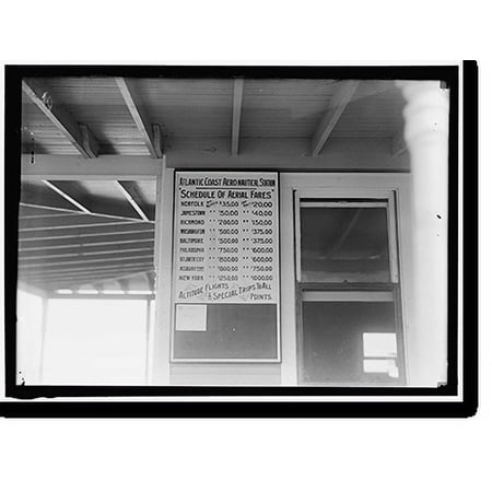 Historic Print, ATLANTIC COAST AERO-NAUTICAL STATN. SCHEDULE OF AERIAL FARES. EARLY VENTURE IN PASSENGER CARRYING BY AIR, 18" x 24"