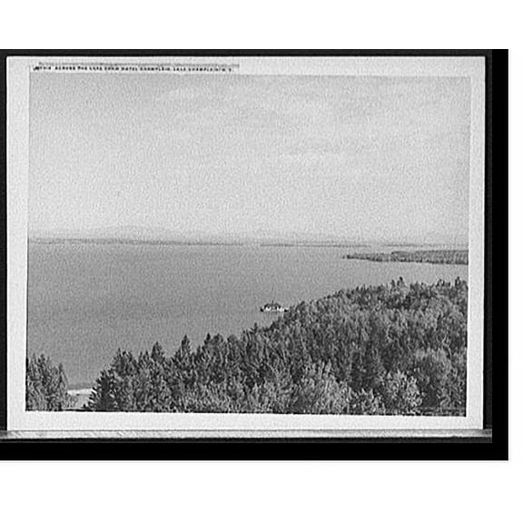 Historic Print, Across the lake from Hotel Champlain, Lake Champlain, N.Y., 18" x 24"