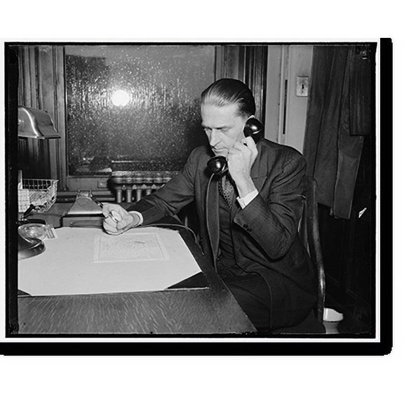 Historic Print, Add automatic river gauge. After dialing the Potomac River Gauge, A.L. King, U.S. Weather Bureau observer, waits for the first buzz, then sets his stop watch which conti...18" x 24"