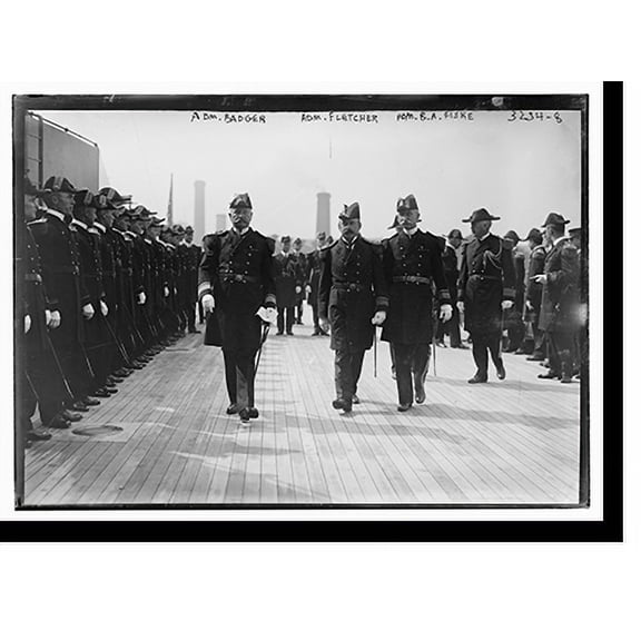 Historic Print, Adm. Badger and Adm. Fletcher and Adm. B.A. Fiske, 18" x 24"