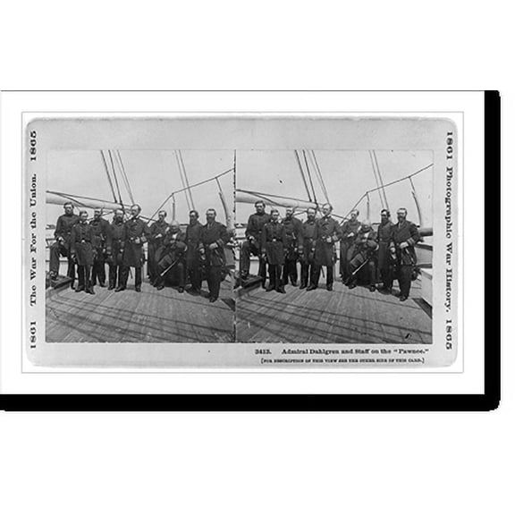 Historic Print, Admiral Dahlgren and staff on the PAWNEE, 16" x 20"