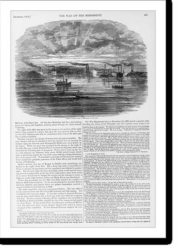 Historic Print, Admiral Porter's fleet at the mouth of the Yazoo, 16" x