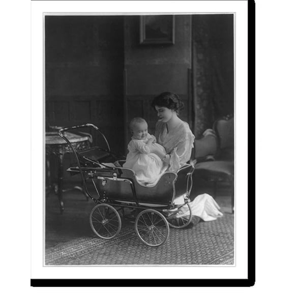 Historic Print, [Advertisement: Woman and infant posed with a baby carriage], 18" x 24"