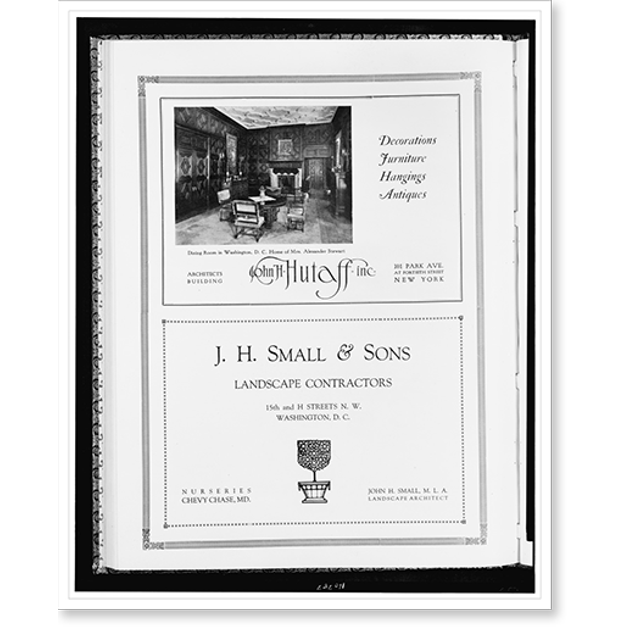 Historic Print, [Advertisements for John H. Hutaff Inc., decorations