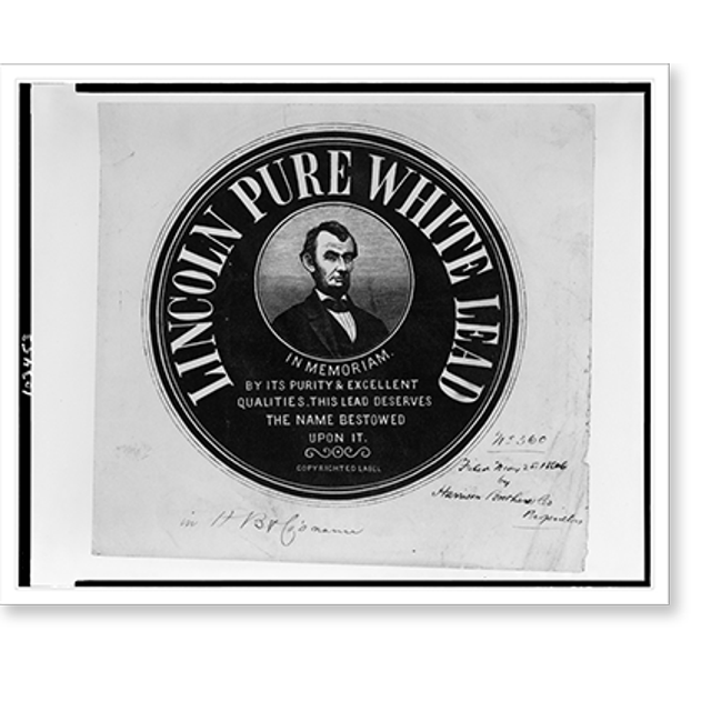 Historic Print, [Advertising label for Lincoln Pure White Lead paint