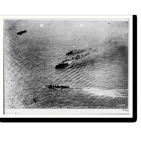 Historic Print, [Aerial of sinking of Ex-German vessel Frankfort, during U.S. Army & Navy practice attack], 16" x 20"