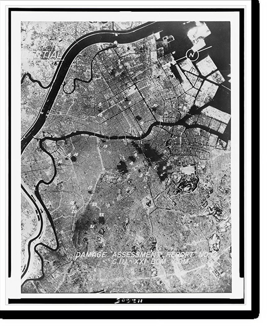 Historic Print, [Aerial photo of Tokyo before the first large-scale ...