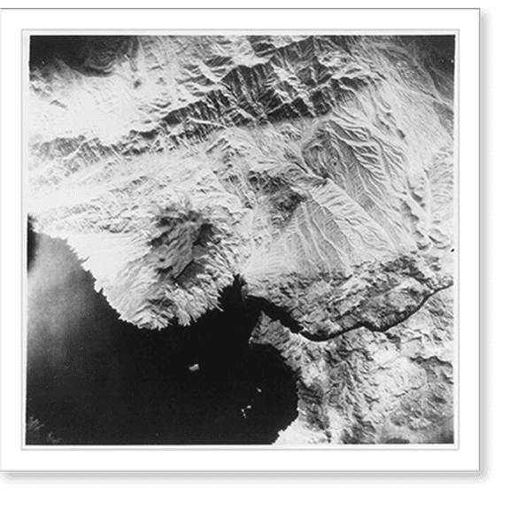 Historic Print, [Aerial view of Hoover Dam at Lake Mead], 16" x 20"