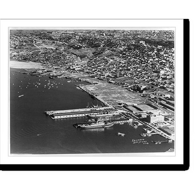 Historic Print, [Aerial views of San Diego, California waterfront and