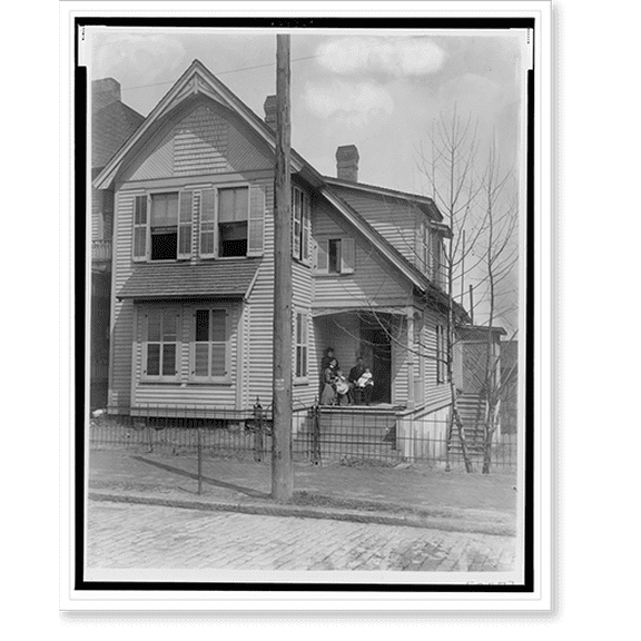 Historic Print, [African American family posed on porch of house], 18" x 24"