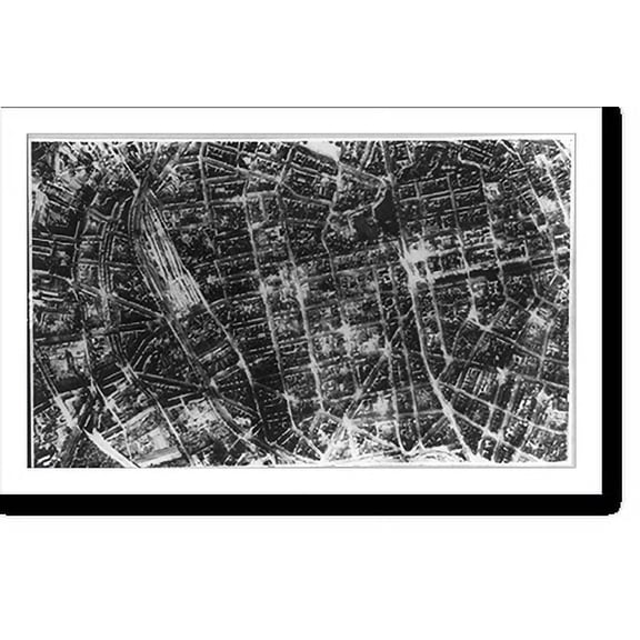 Historic Print, After R.A.F. blasted Dusseldorf, 16" x 20"