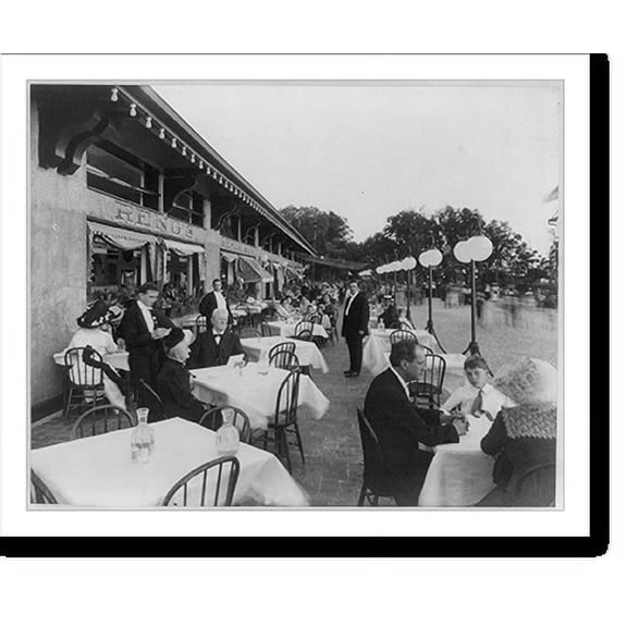 Historic Print, Afternoon scene of Reno's Restaurant, 16" x 20"