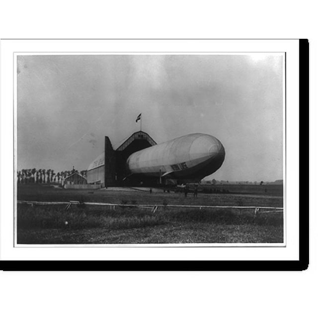 Historic Print, [Airship Viktoria Luise" and hangar at Oos, Germany