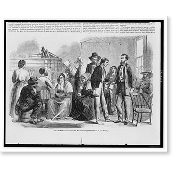 Historic Print, Alabamians receiving rations.sketched by A.R. Waud., 18" x 24"