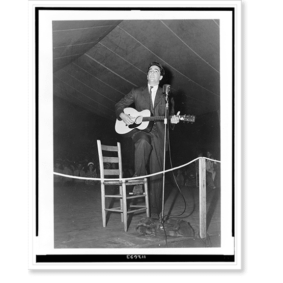 Historic Print, [Alan Lomax playing guitar on stage at the Mountain Music Festival, Asheville, N.C.], 18" x 24"