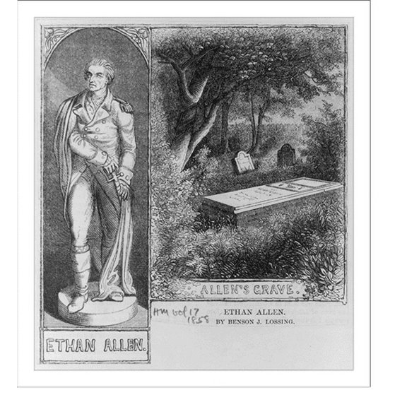 Historic Print, Allen's grave" [and full-length statue]", 18" x 24"