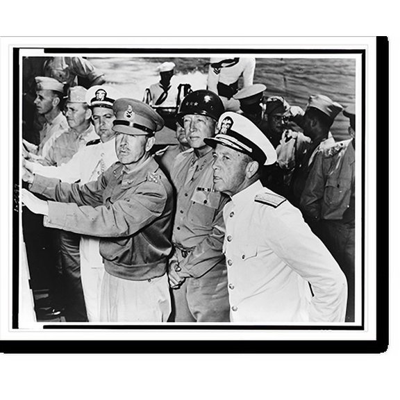Historic Print, Allied leaders inspect invasion forces.Official U.S. Navy photograph., 18" x 24"