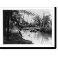Historic Print, Along lake, Sans Souci Park, Wilkes Barre, Pa., 16" x