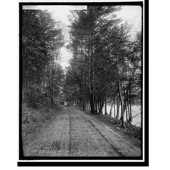 Historic Print, Along the shore, Lake Dunmore, Green Mountains, 16" x 20"