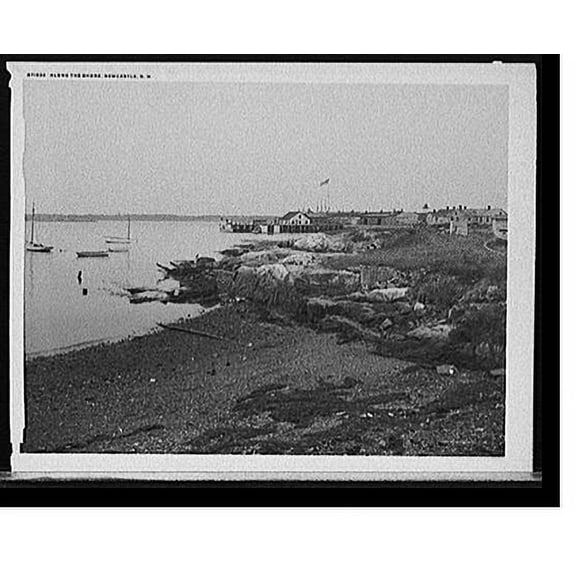 Historic Print, Along the shore, Newcastle [sic], N.H. - 2, 18" x 24"