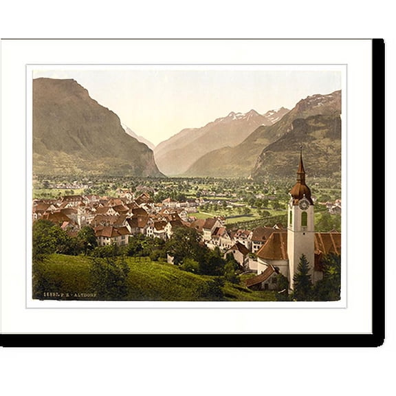 Historic Print, Altdorf general view Lake Lucerne Switzerland, 18" x 24"