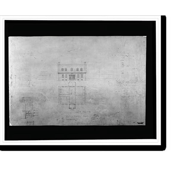 Historic Print, [Alterations to a house (restoration of Gunston Hall") for Louis Hertle, Fairfax County, Virginia. Plan, elevation, and sketch]", 16" x 20"