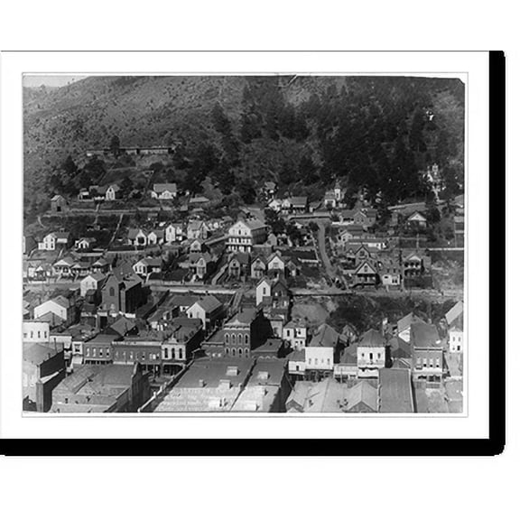 Historic Print, Altitude. Part of Deadwood as seen from big flume, showing steps, stairways, and roads from store to residence, 16" x 20"