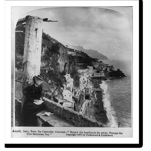 Historic Print, Amalfi, Italy, from the Capuchin Convent - Round the headlands far away, sweeps the blue Salernian bay"" - 2, 16" x 20"