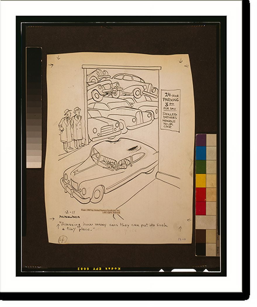 Historic Print, Amazing how many cars they can put into such a tiny