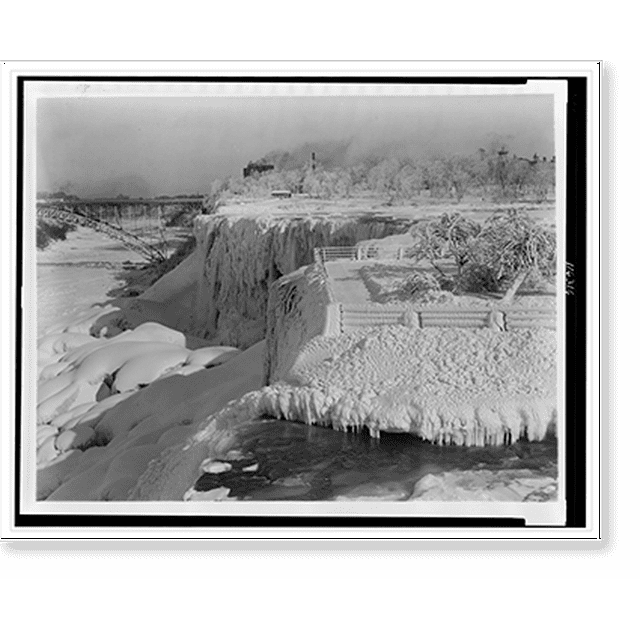 Historic Print, [American Falls, from Goat Island, frozen over, Niagara