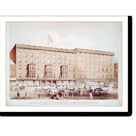 Historic Print, American House Hanover Street, Boston - by Lewis Rice, 16" x 20"
