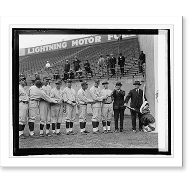 Historic Print, American League Pennant raising [at ball park] May 1