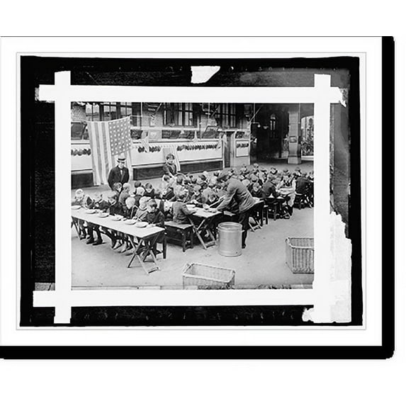 Historic Print, American Red Cross, Belgian children fed and cared for by Belgian Relief Com., 16" x 20"