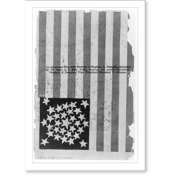 Historic Print, [American flag campaign banner for Stephen A. Douglas and Herschel V. Johnson], 18" x 24"