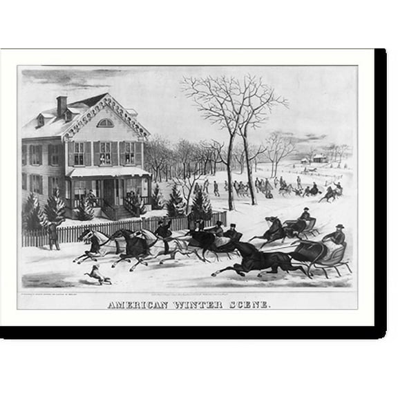 Historic Print, American winter scene, 16" x 20"