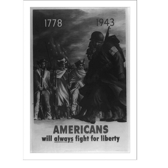 Historic Print, Americans will always fight for liberty.B. Perlin., 18" x 24"