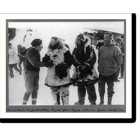 Historic Print, Amundsen congratulates Byrd on the latter's return from the North Pole to King's Bay, Spitzbergen, 18" x 24"