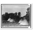 thumbnail image 1 of Historic Print, [An Assiniboin camp containing four tepees with Indians seated on ground], 16" x 20", 1 of 3