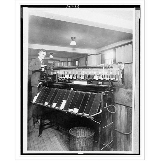 Historic Print, An Automatic sorting machine in use in the Census Office. ..., 16" x 20"