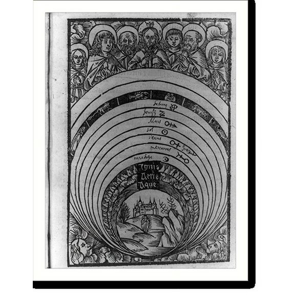 Historic Print, [An illustration of the Ptolemaic concept of the universe showing the earth in the center], 18" x 24"