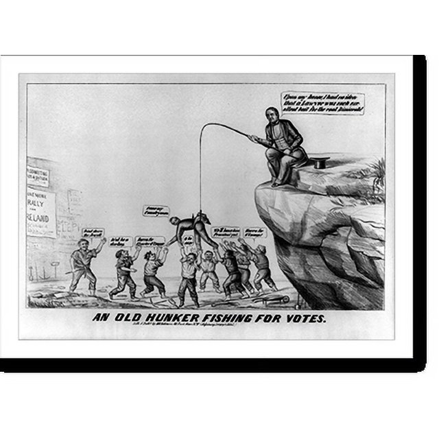 Historic Print, An old hunker fishing for votes, 16" x 20"