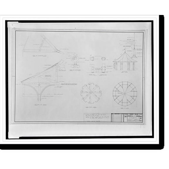 Historic Print, [Apartment house (The Promenade") for Landow & Company, 4710 Bethesda Avenue, Bethesda, Maryland. Gazebo plans, elevations, and details]", 16" x 20"